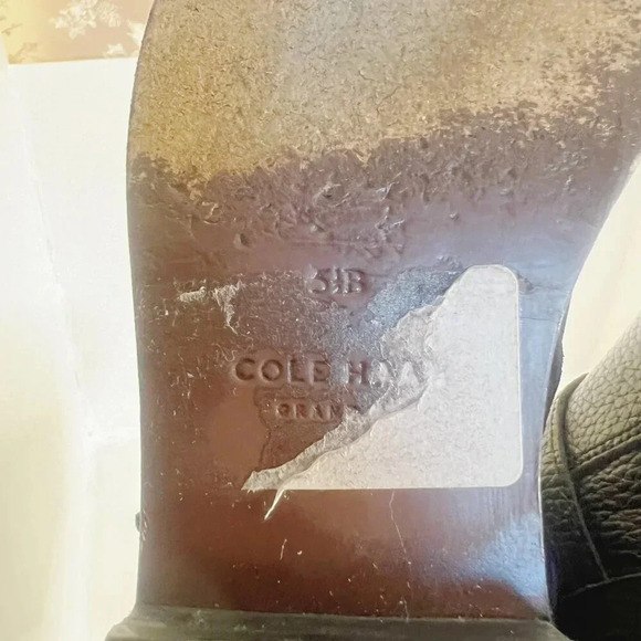 Cole Haan Pearlie Black Pebbled Leather Riding Boot With Buckle Women's Size 5.5 - Picture 5 of 11